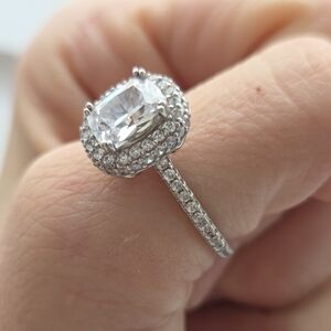 💍 Vintage Inspired Sparkling Cushion Cut Double Halo Filigree Ring NWOT sz 8